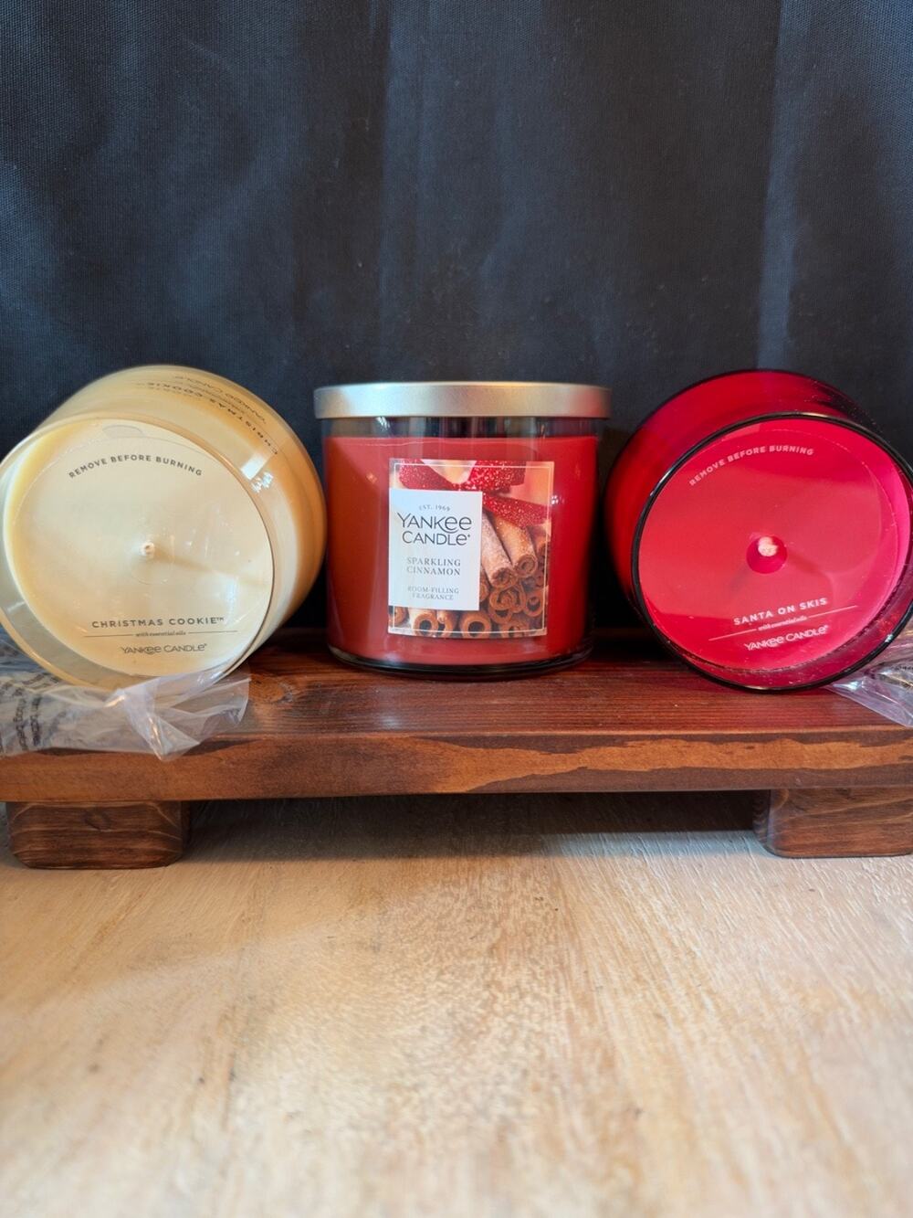 Yankee Candle Lot 3 Holiday Scent Christmas Cookie Sparkling Cinnamon Santa Skis